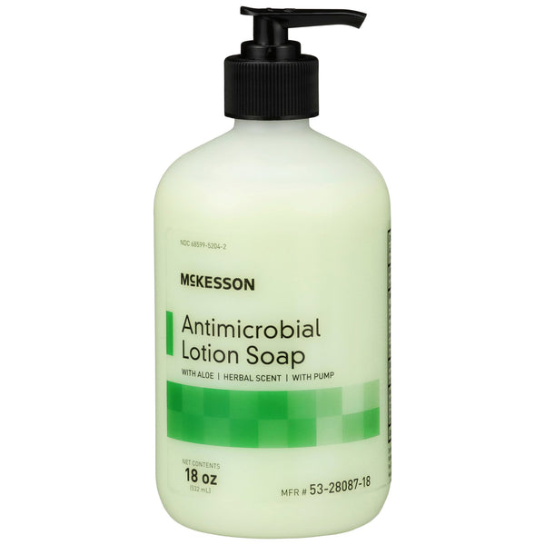 McKesson Antimicrobial Lotion Soap, Herbal Scent, 18-ounce Pump Bottle