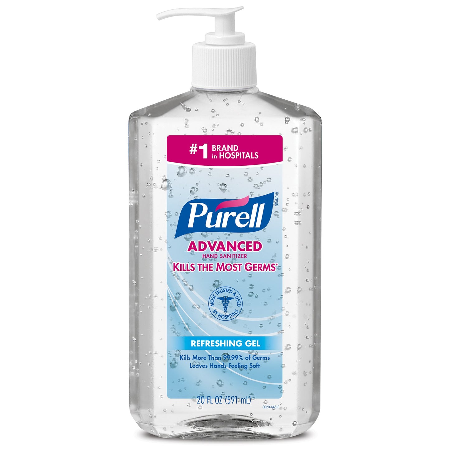 Purell Advanced Hand Sanitizer 70% Ethyl Alcohol Gel, Pump Bottle, 20 oz