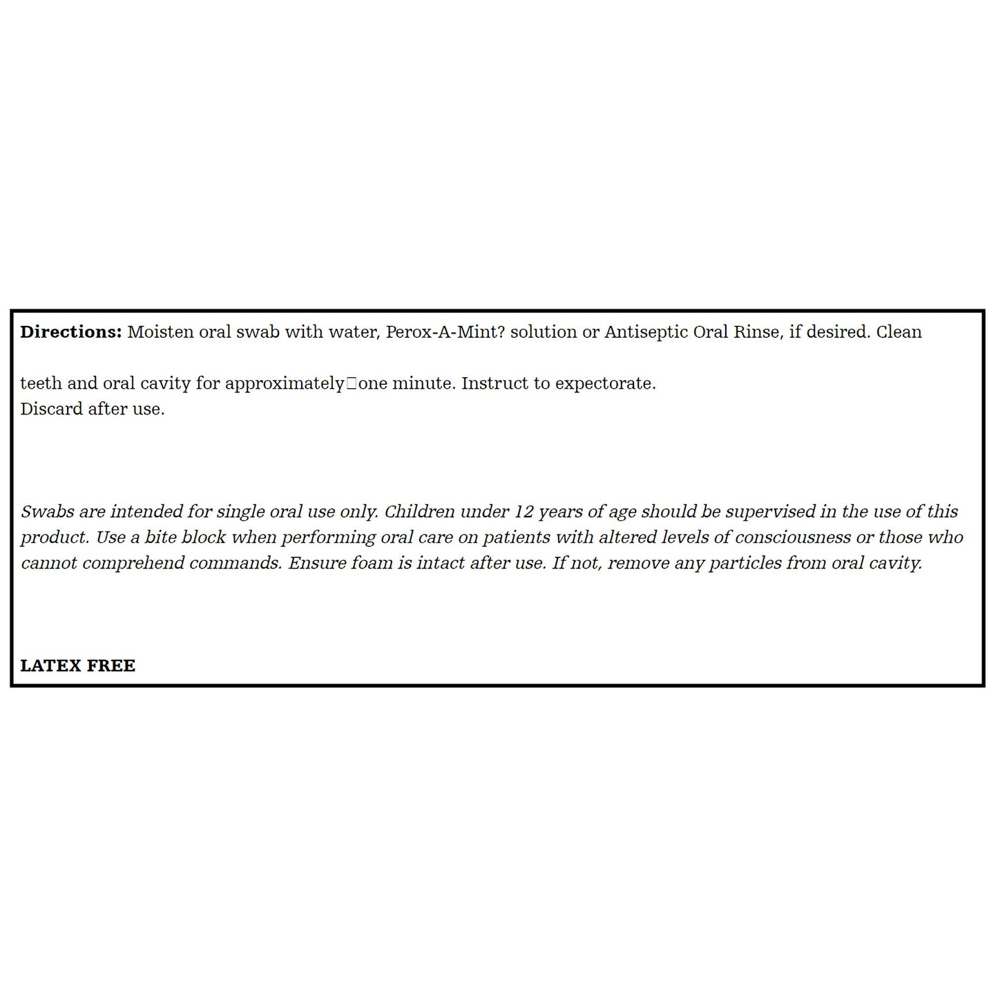 Toothette Plus Oral Swabsticks Foam Tip Untreated, 6-Inch Length, Green