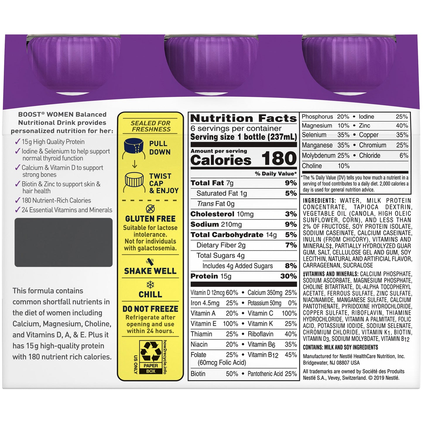 Boost® Women Vanilla Balanced Nutritional Drink, 8 oz. Bottle