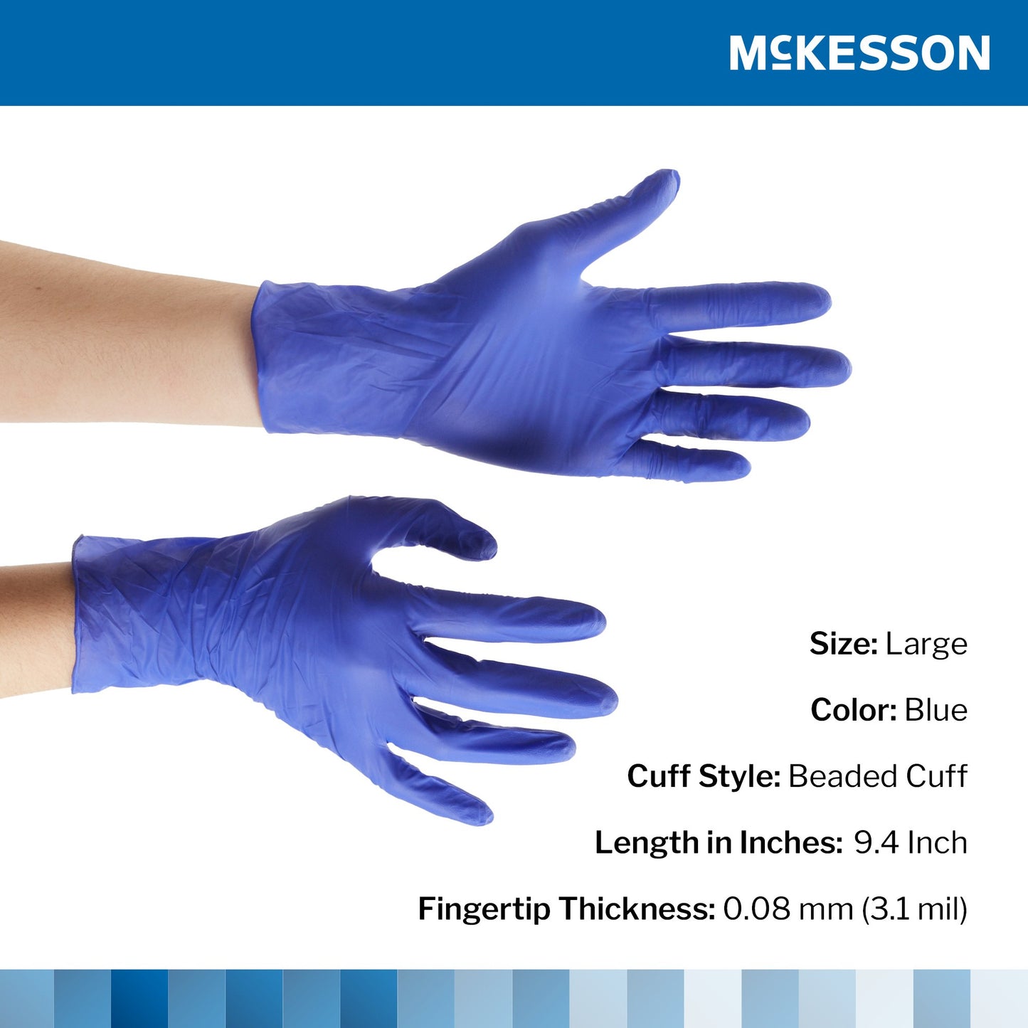 McKesson Confiderm® 3.0 Nitrile Exam Glove, Large, Blue