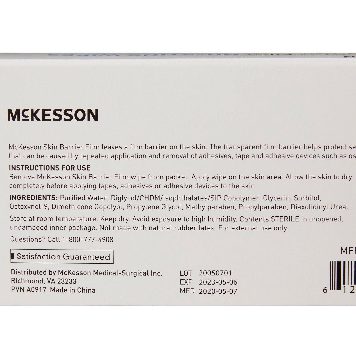 McKesson Skin Barrier Wipe