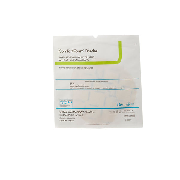 ComfortFoam™ Bordered Foam Wound Dressing w/ Soft Silicone Adhesive, 9 x 9 Inch