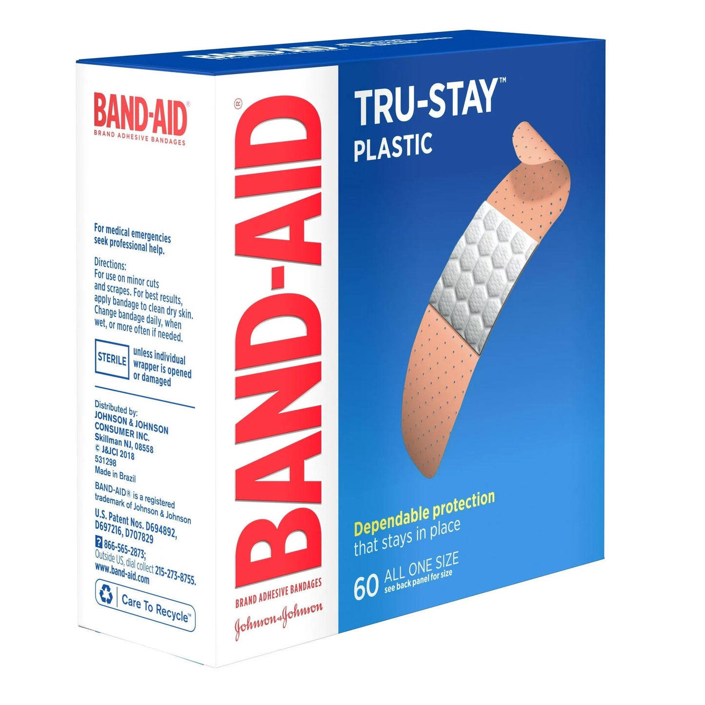 ADH BAND-AID TRU-STAYPLAS 0.75"X3" (60/BX)