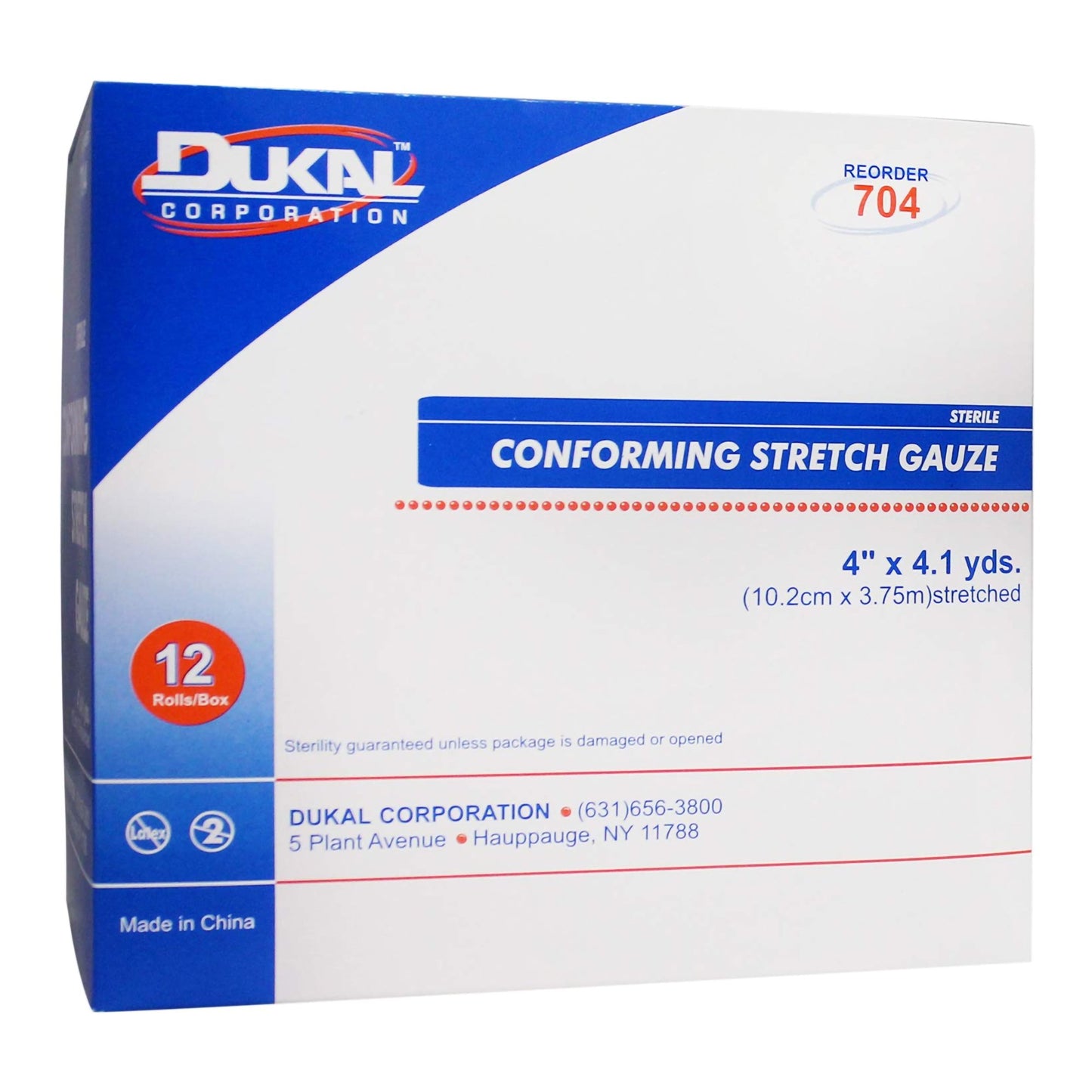 Dukal™ Sterile Conforming Bandage, 4 Inch x 4-1/10 Yard, 1-Ply