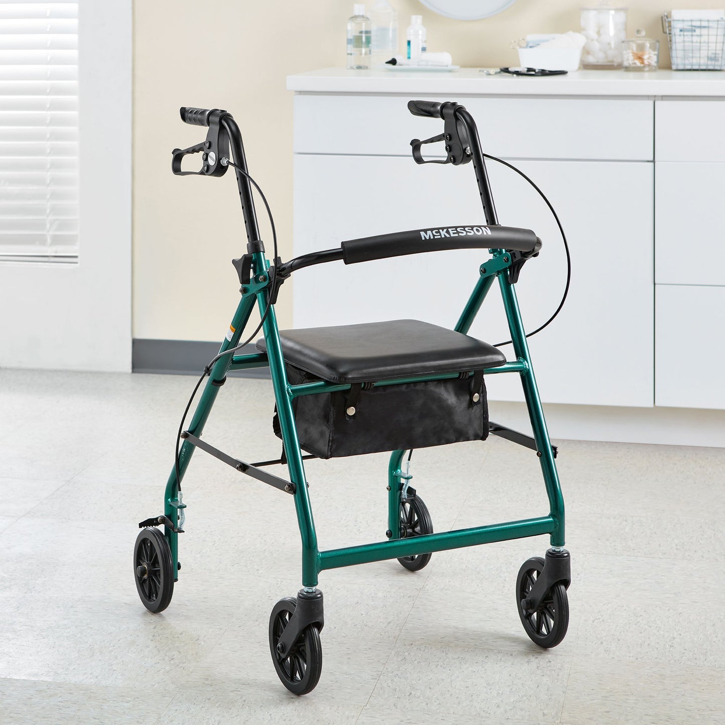 McKesson Folding Aluminum Four-Wheel Rollator, Green