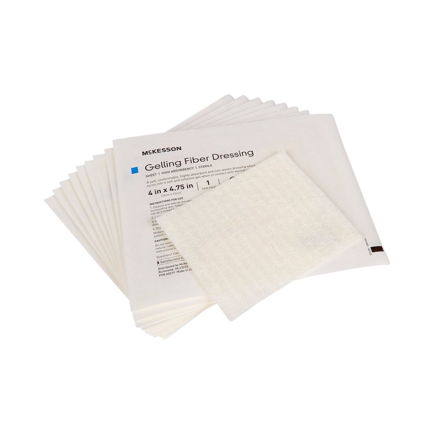 McKesson Gelling Fiber Wound Dressing, 4 x 4-3/4 Inch