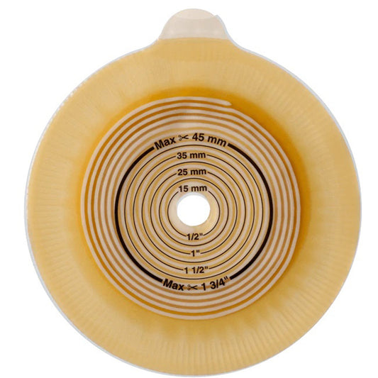 Assura® Flat Ostomy Barrier, Trim to fit 10 – 35 mm Stoma Opening, Green Match