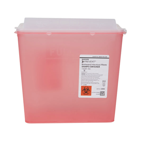 McKesson Prevent® Red Sharps Container, 1.25 Gallon, 10.75 x 10.5 x 4.75 Inch