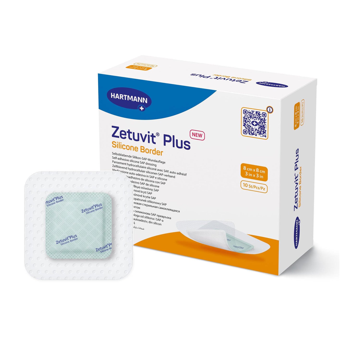 Zetuvit® Plus Silicone Border Super Absorbent Dressing, 3 x 3 Inch