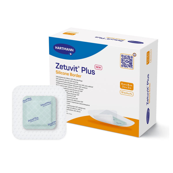 Zetuvit® Plus Silicone Border Super Absorbent Dressing, 3 x 3 Inch