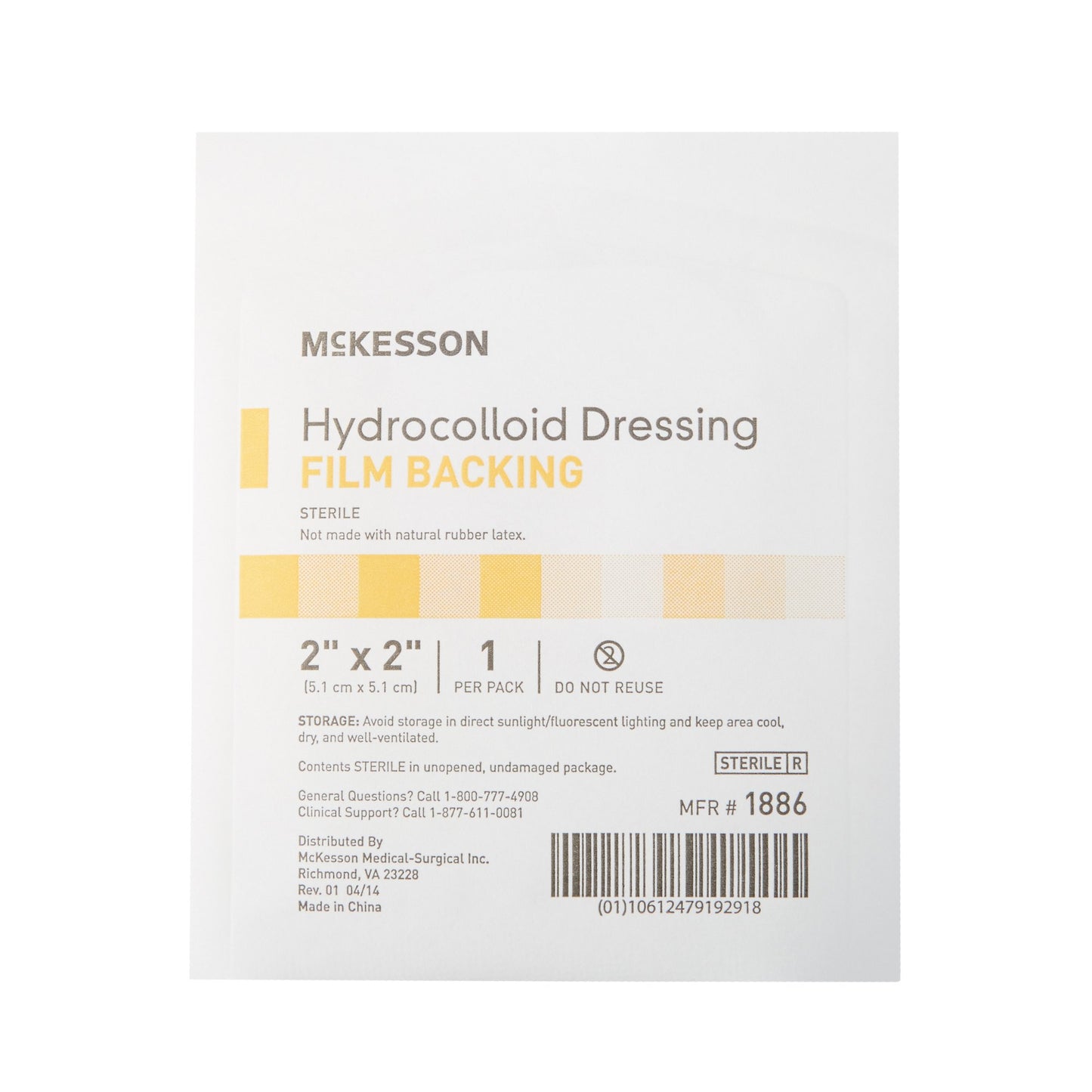 McKesson Hydrocolloid Dressing, 2 x 2 Inch