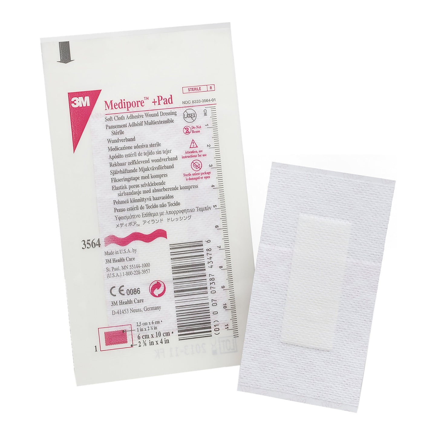 3M™ Medipore +Pad Soft Cloth Dressings, 2-3/8 x 4 Inch, White