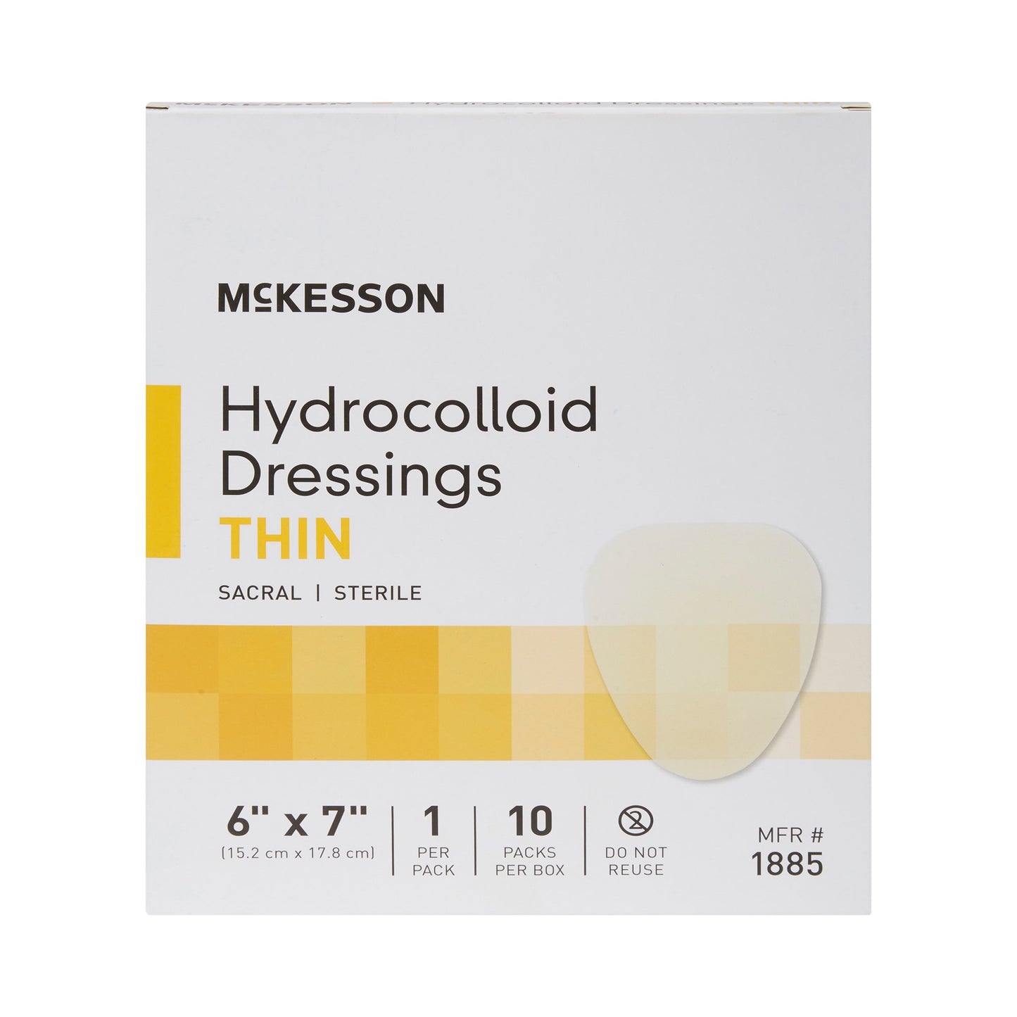 McKesson Hydrocolloid Dressing, 6 x 7 Inch Sacral