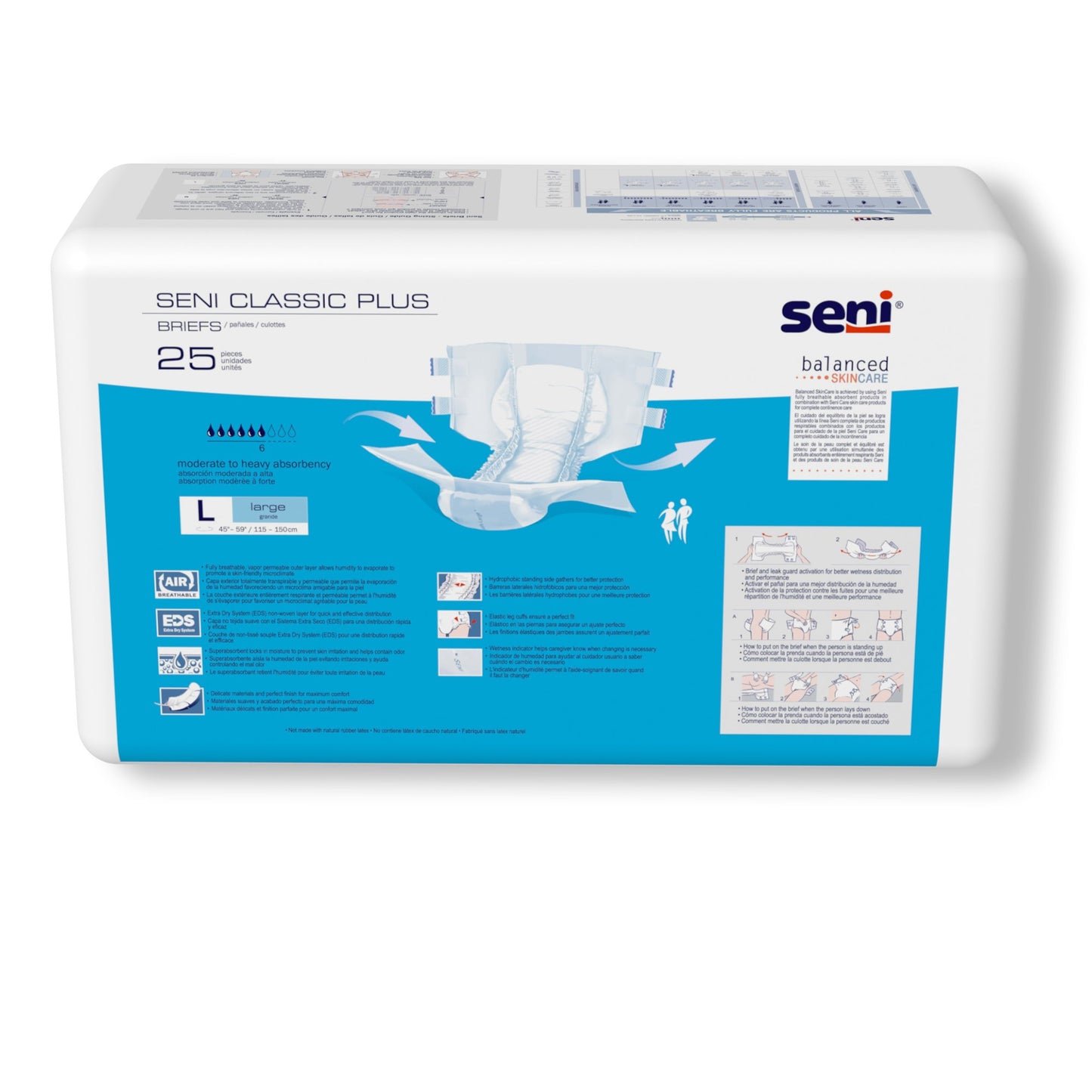 Seni® Classic Plus Moderate to Heavy Absorbency Incontinence Brief, Large