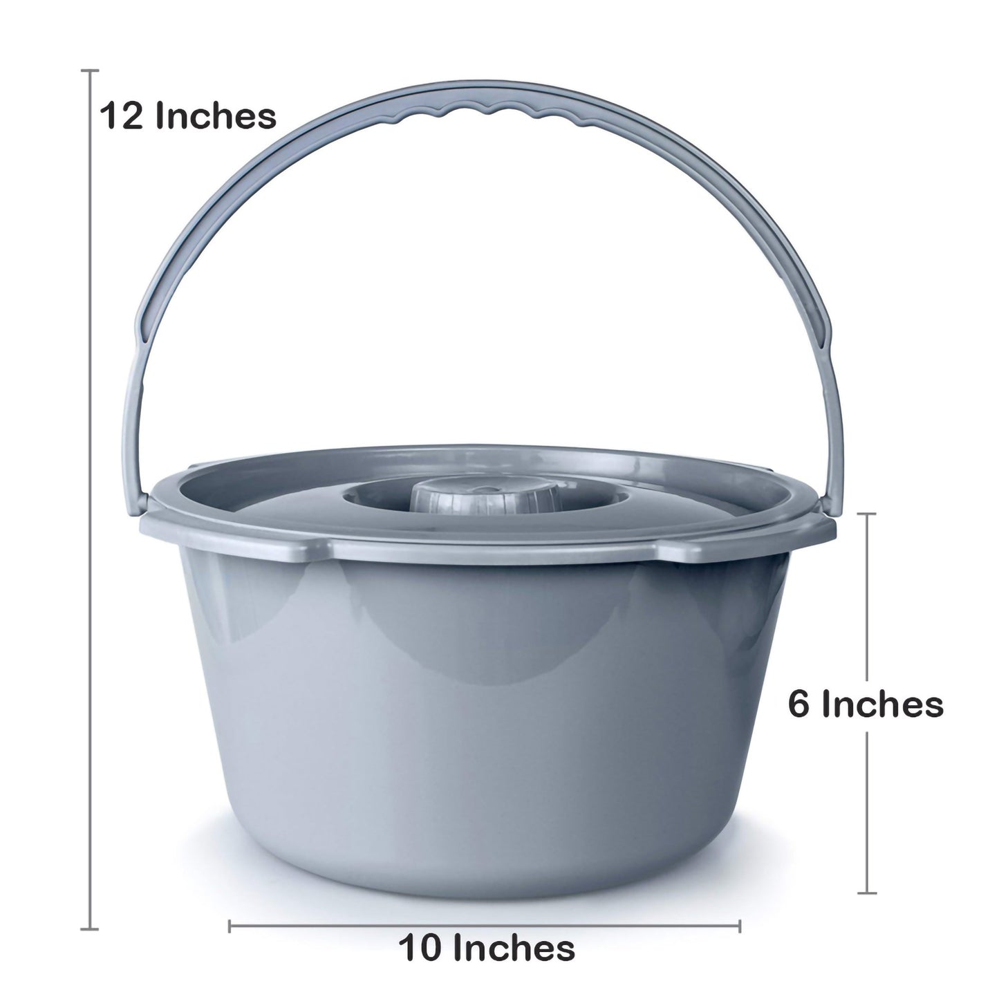 McKesson Commode Bucket With Metal Handle And Cover, 7-1/2 Quart, Gray