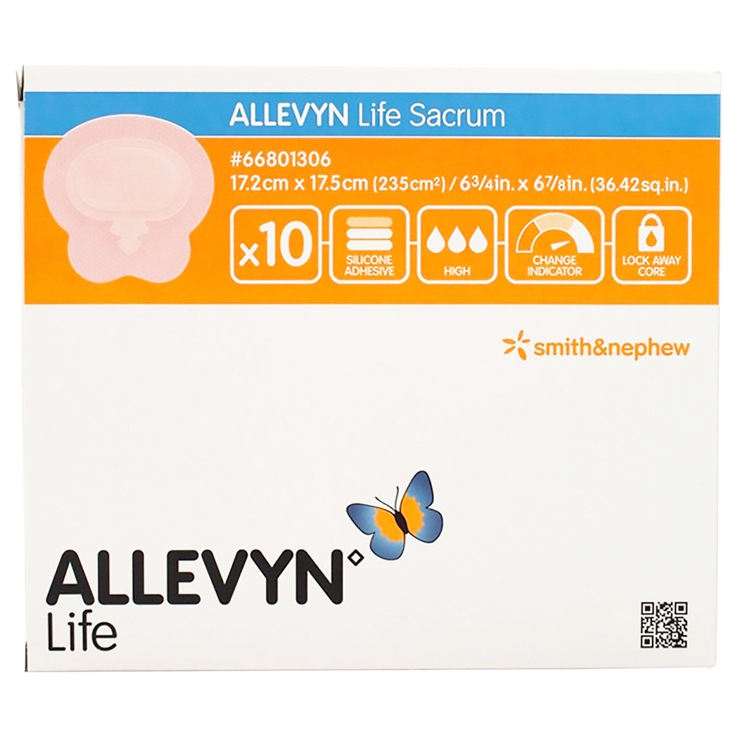 Allevyn Life Sacrum Foam Dressing, 17.2 x 17.5 Centimeters
