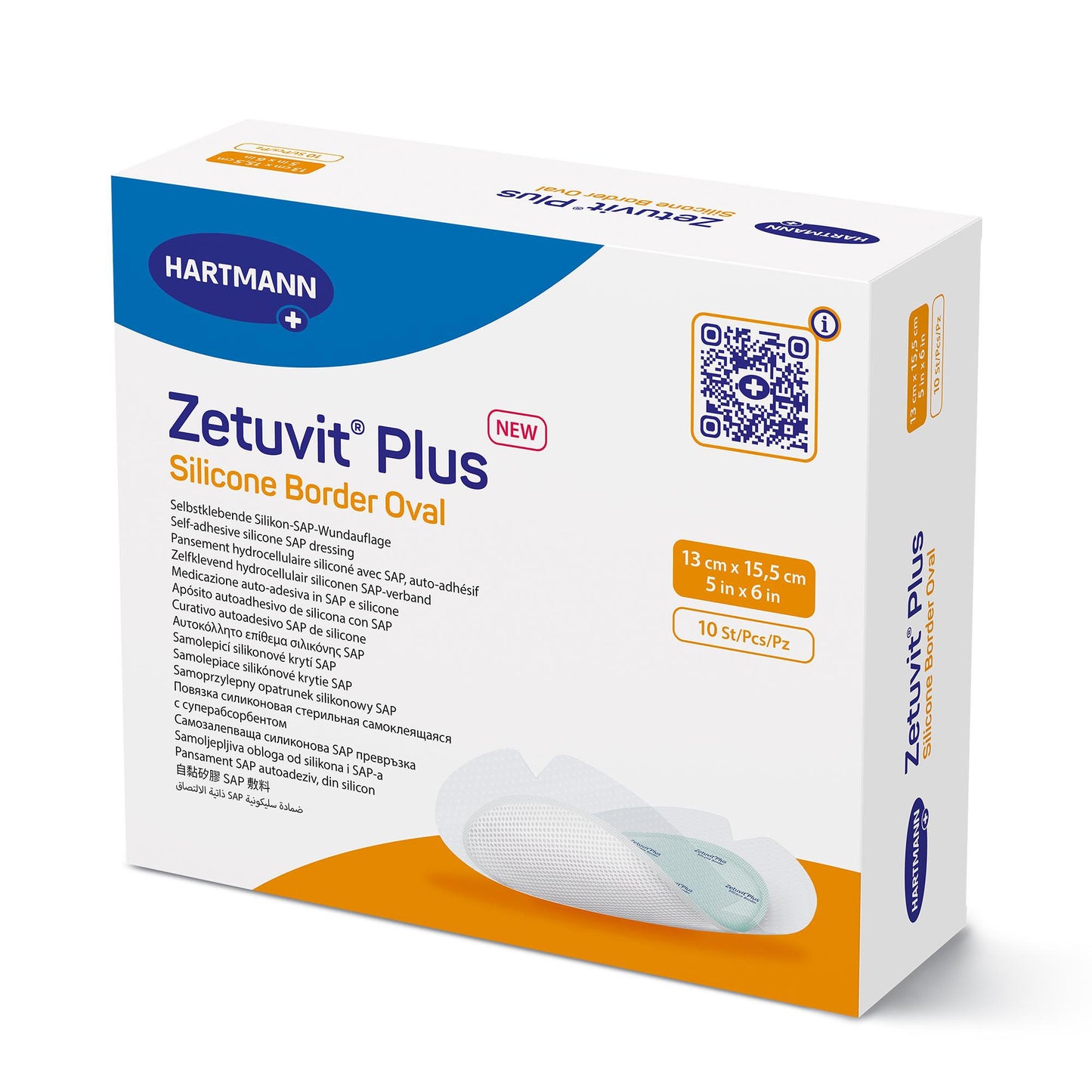 Zetuvit® Plus Silicone Border Super Absorbent Dressing, 5 x 6 Inch Oval