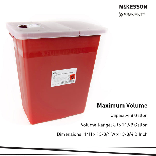 McKesson Prevent® Sharps Container, 8 Gallon, 13.75 x 13.75 x 14 Inch