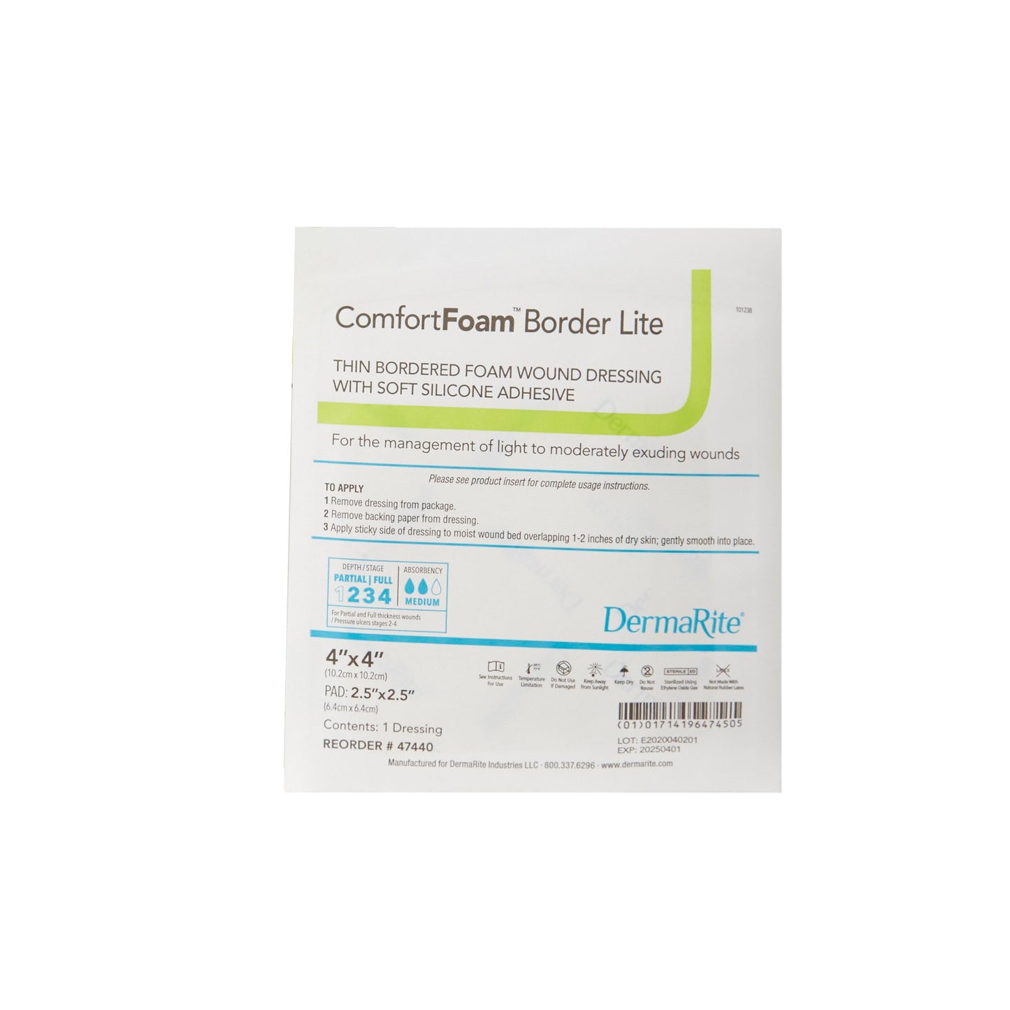 ComfortFoam™ Border Lite Thin Bordered Foam Wound Dressing, 4 x 4 Inch