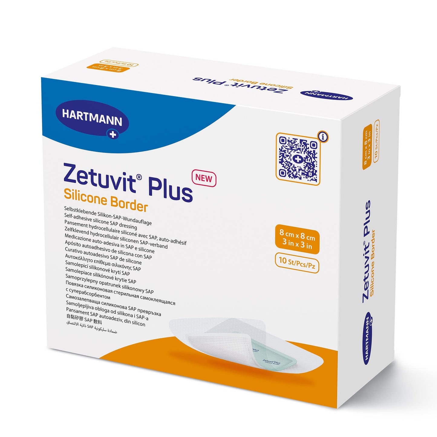 Zetuvit® Plus Silicone Border Super Absorbent Dressing, 3 x 3 Inch