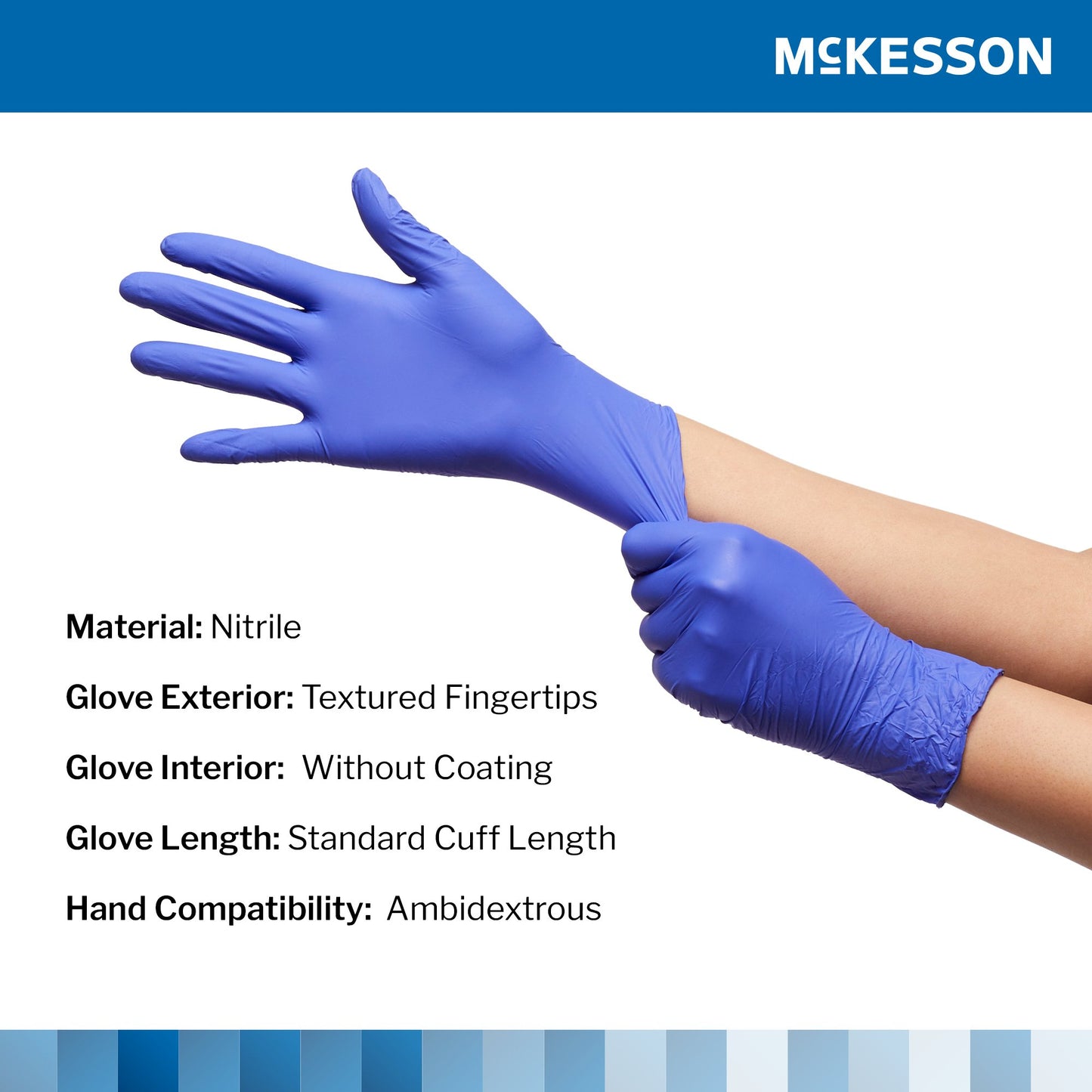 McKesson Confiderm® 3.0 Nitrile Exam Glove, Large, Blue