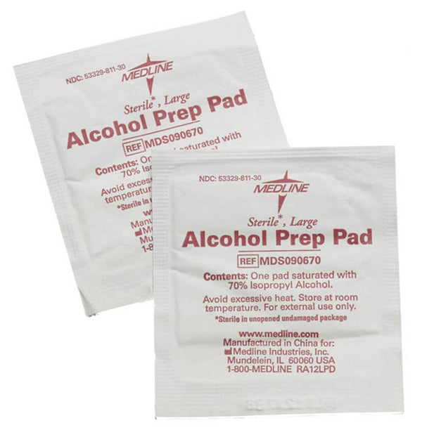 ALCOHOL PREP 2PLY STR LG(100/BX 10BX/CS) MEDLNE