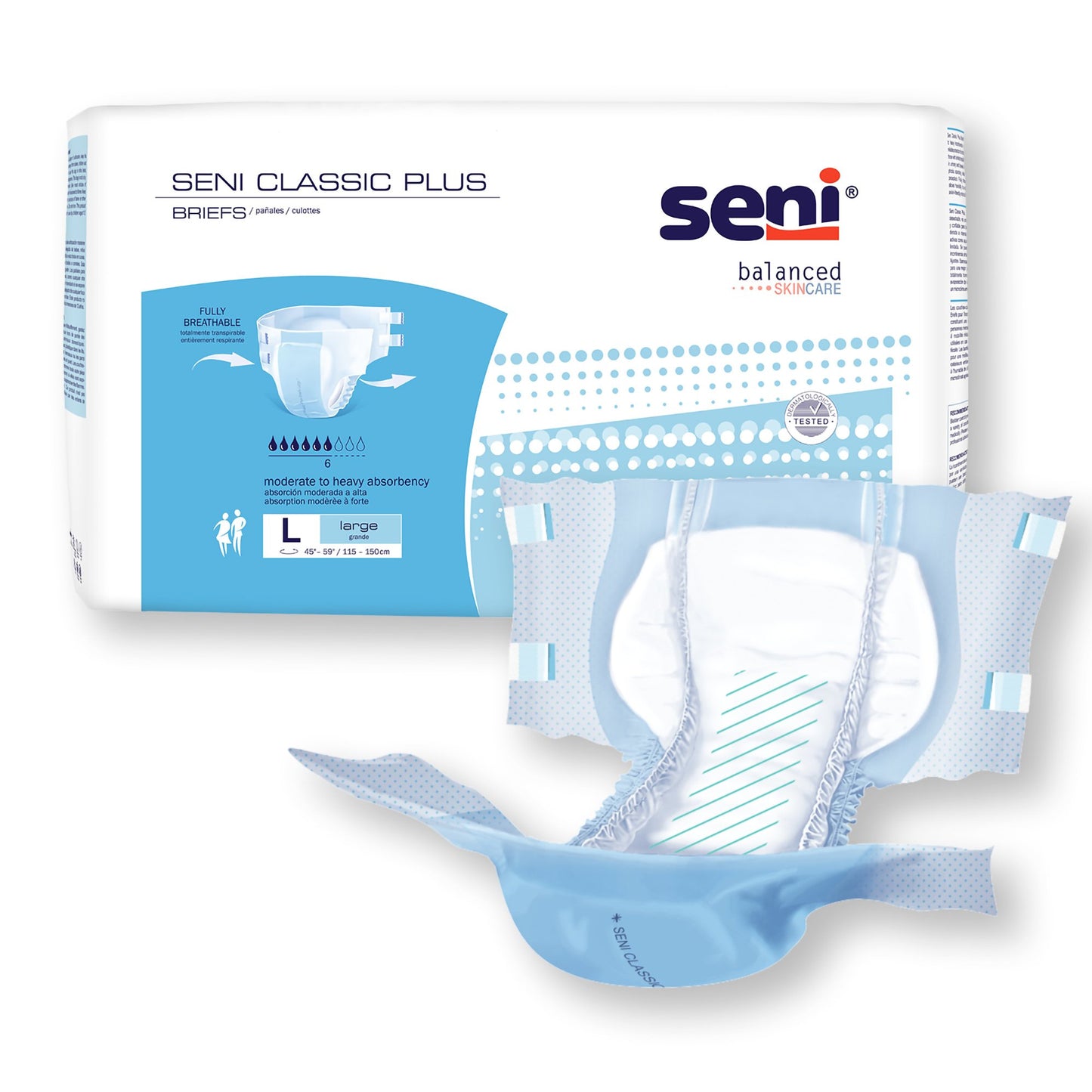 Seni® Classic Plus Moderate to Heavy Absorbency Incontinence Brief, Large