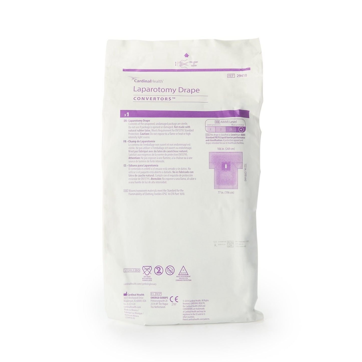 Cardinal Health™ Sterile Laparotomy Abdominal Drape, 100 x 77 x 122 Inch