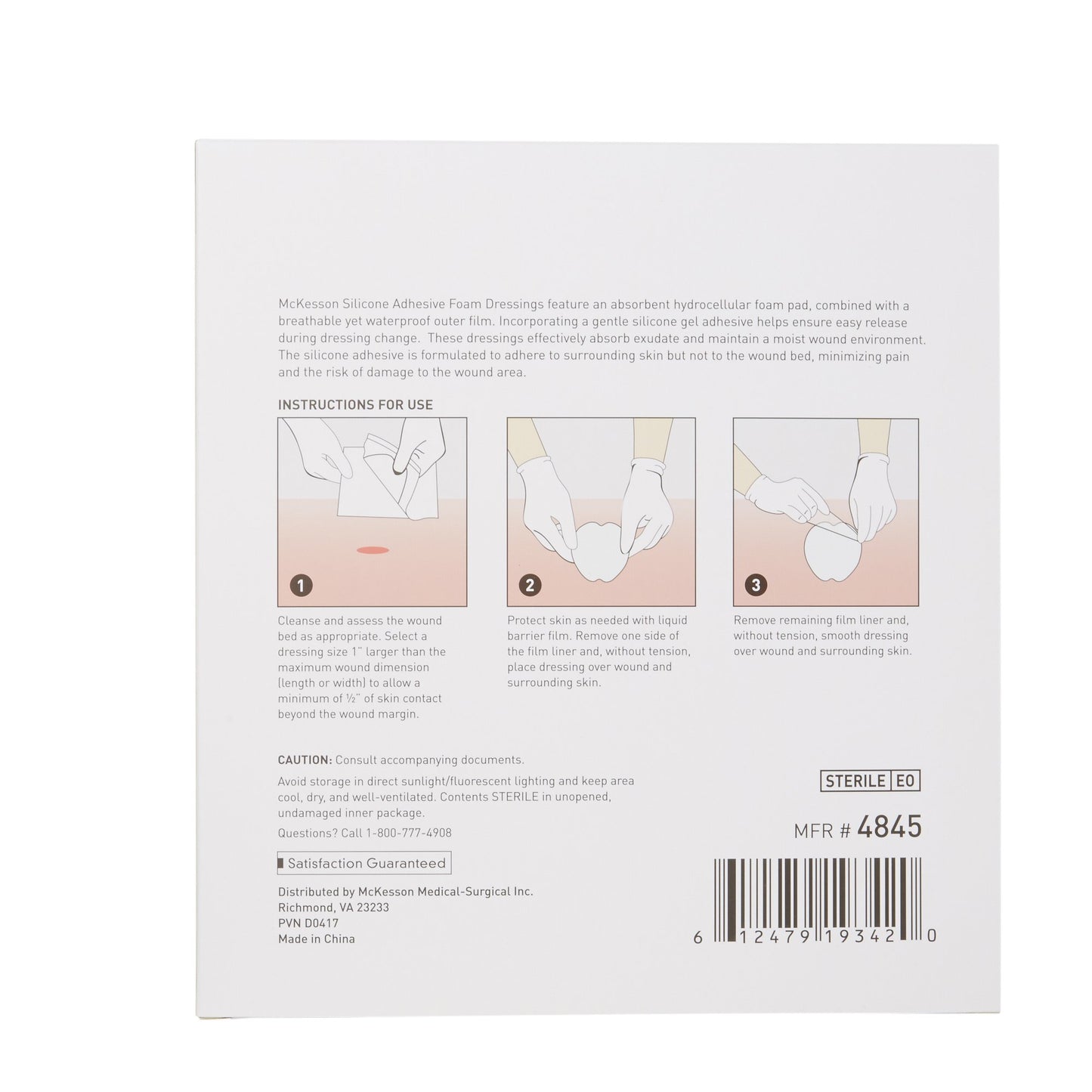 McKesson Silicone Adhesive with Border Silicone Foam Dressing, 7 x 7 Inch Sacral