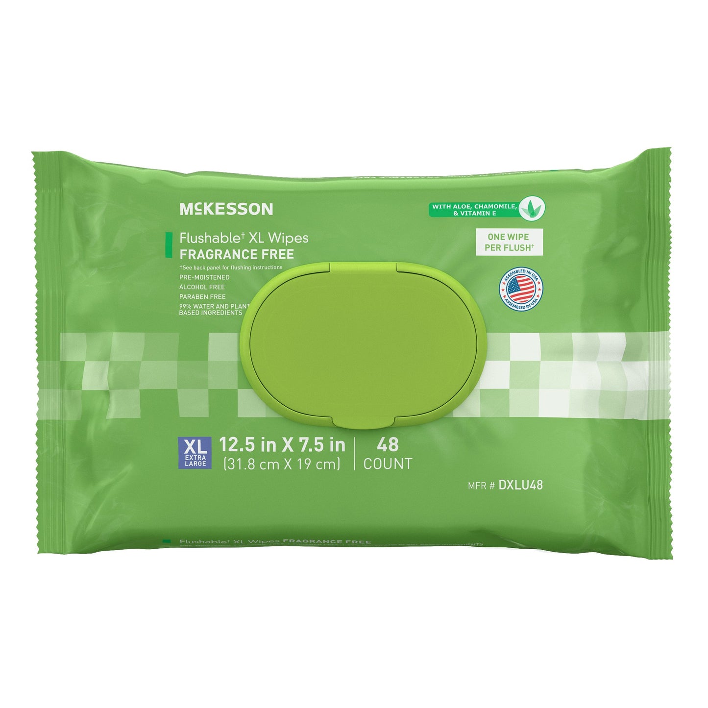 McKesson Flushable* Wet Wipes XL - Unscented, 48 Wipes per Pack