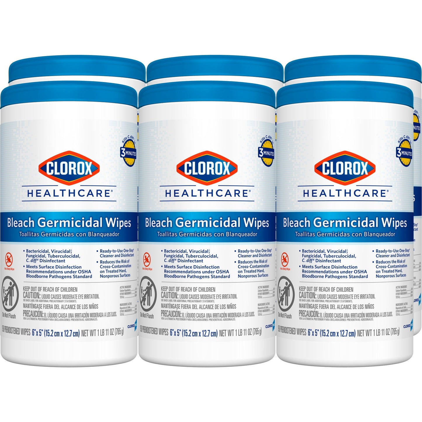 Clorox Healthcare® Bleach Germicidal Wipes, Canister, 150 ct.