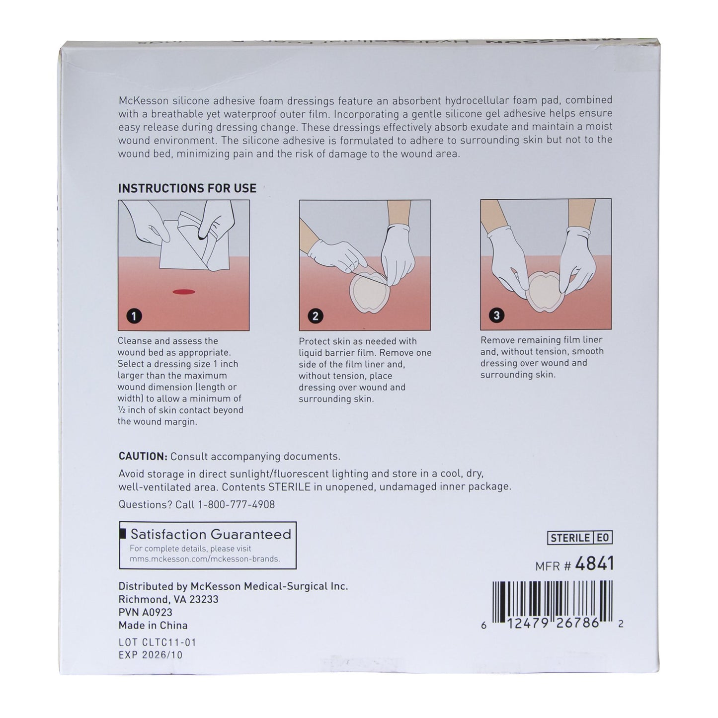 McKesson Hydrocellular Foam Dressing with Border Silicone Adhesive, Sacral