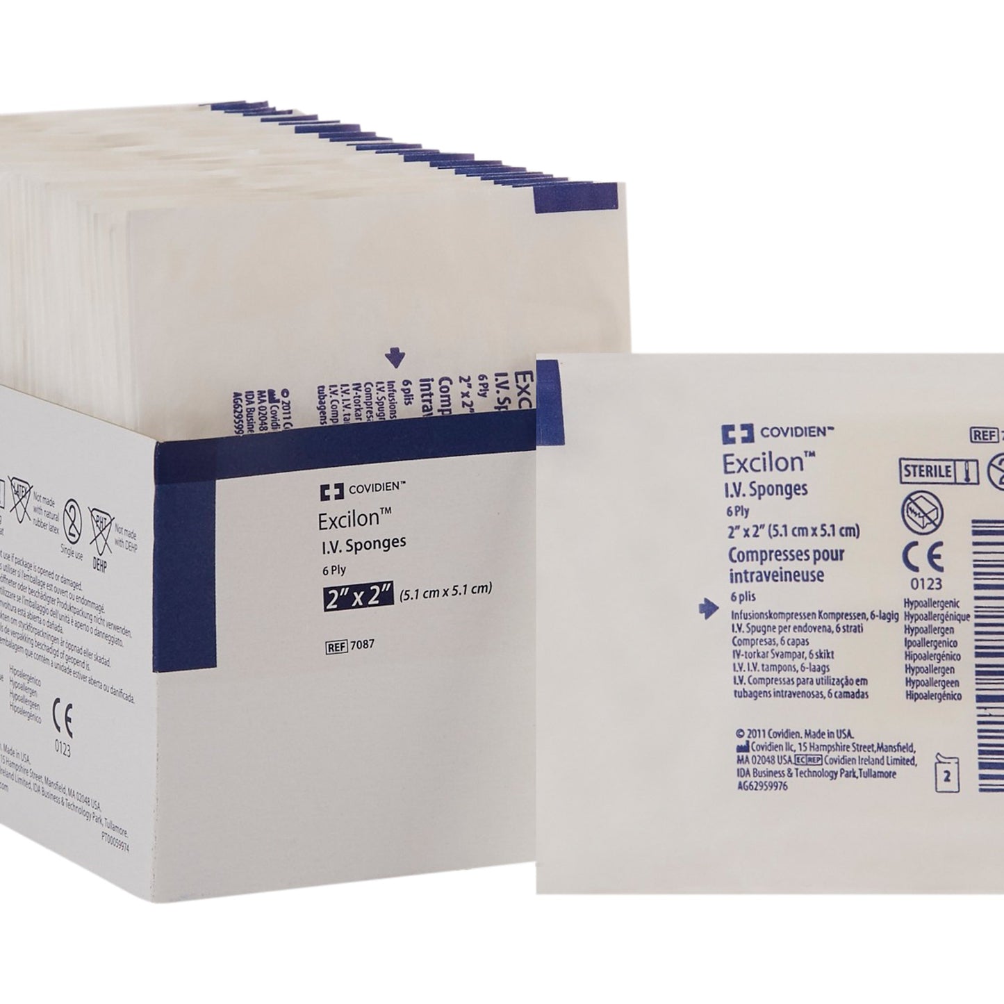 Excilon™ I.V. / Drain Split Dressing, 2 x 2 inch, Six-Ply