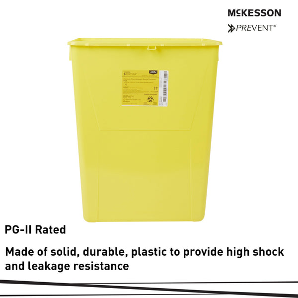 McKesson Prevent® Chemotherapy Sharps Container, 12 Gal., 20.8 x 17.3 x 13 Inch