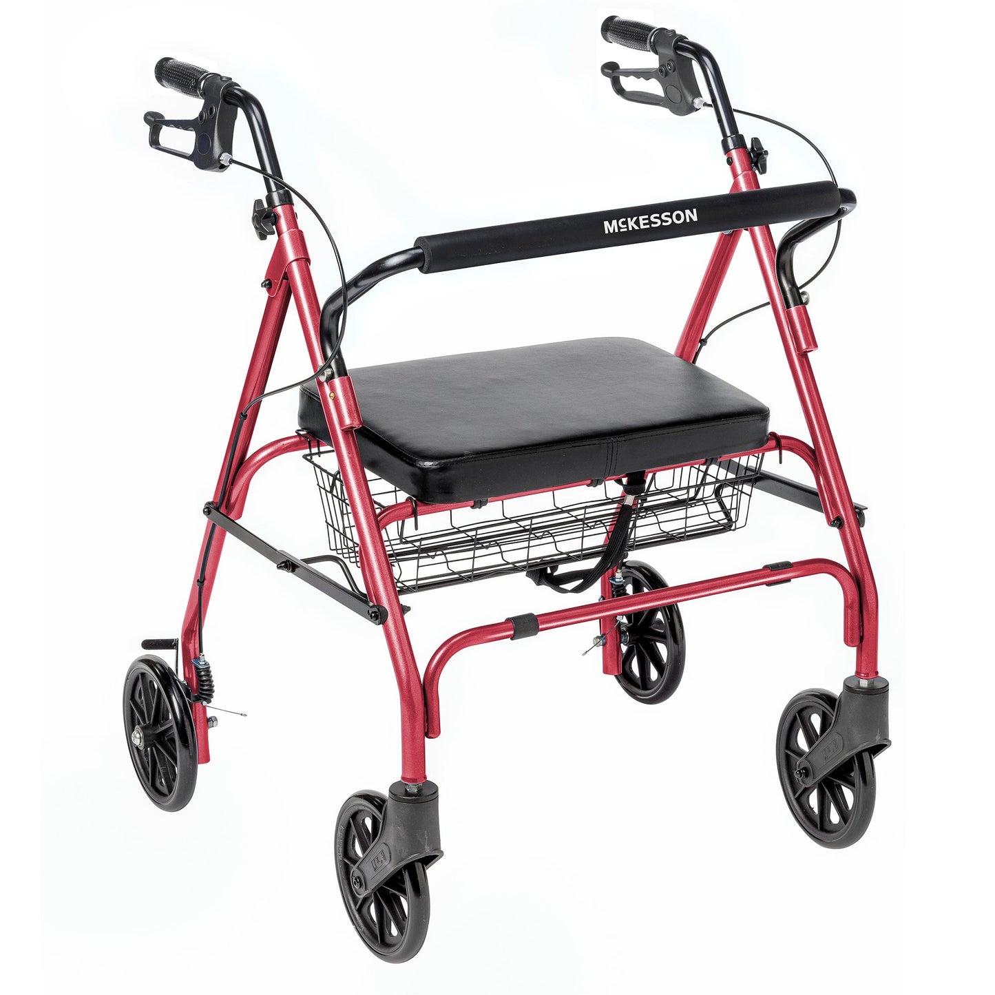 McKesson Bariatric Red Folding Steel Four-Wheel Rollator