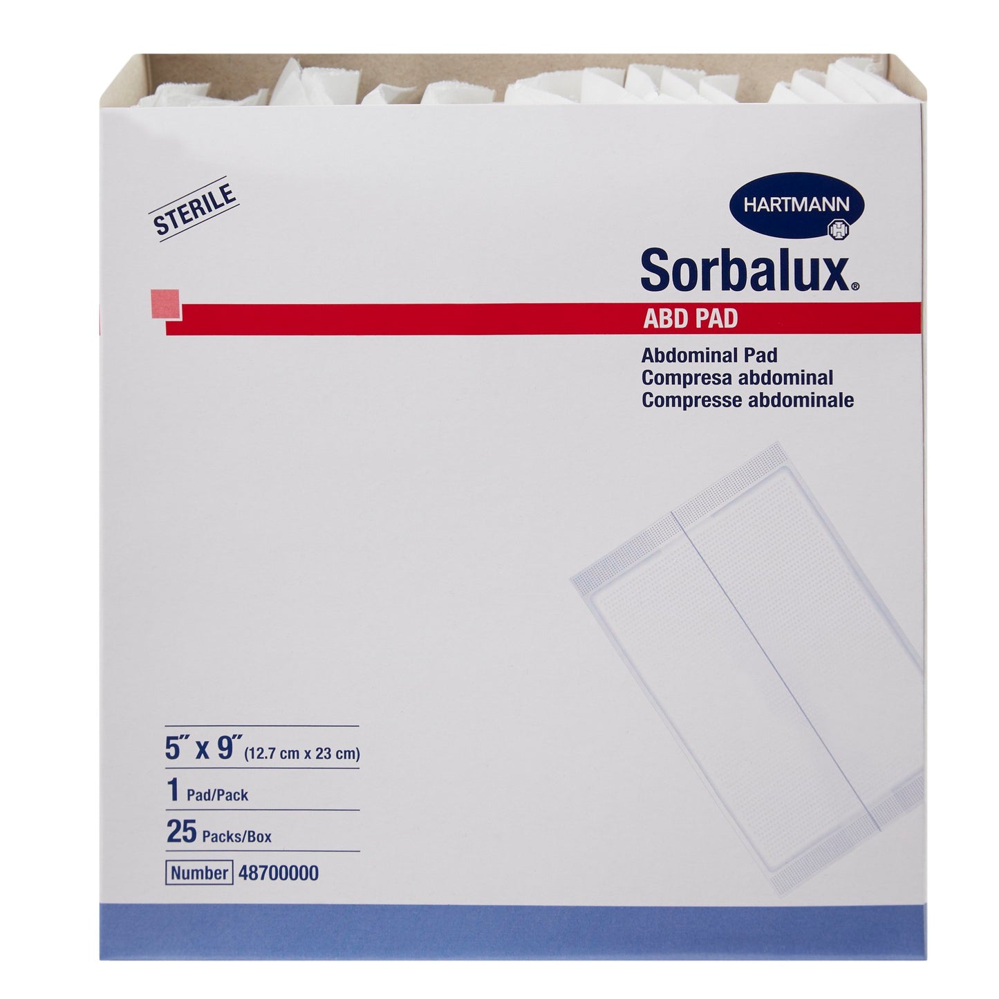 Sorbalux® ABD Sterile Abdominal Pad, 5 x 9 Inch, 1-Ply