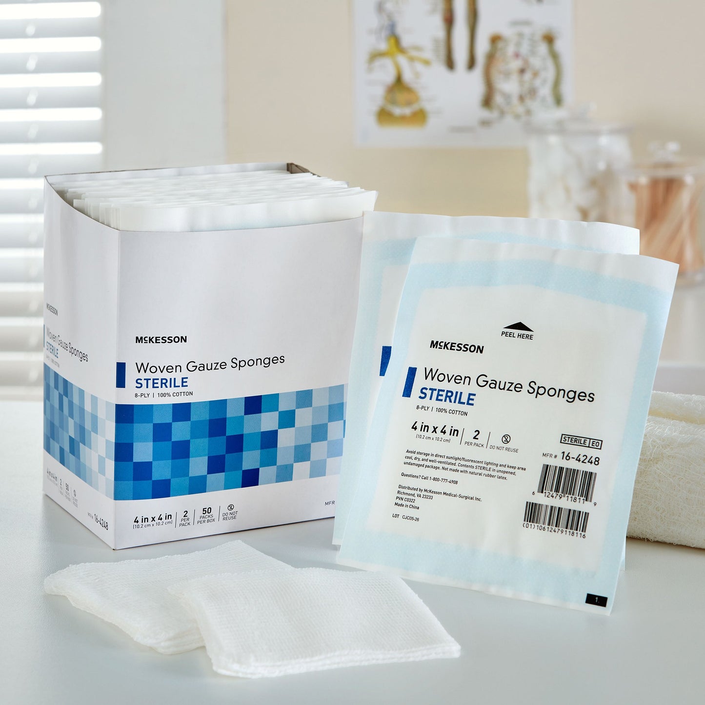 McKesson Sterile Gauze Sponge, 4 x 4 Inch, 8-Ply