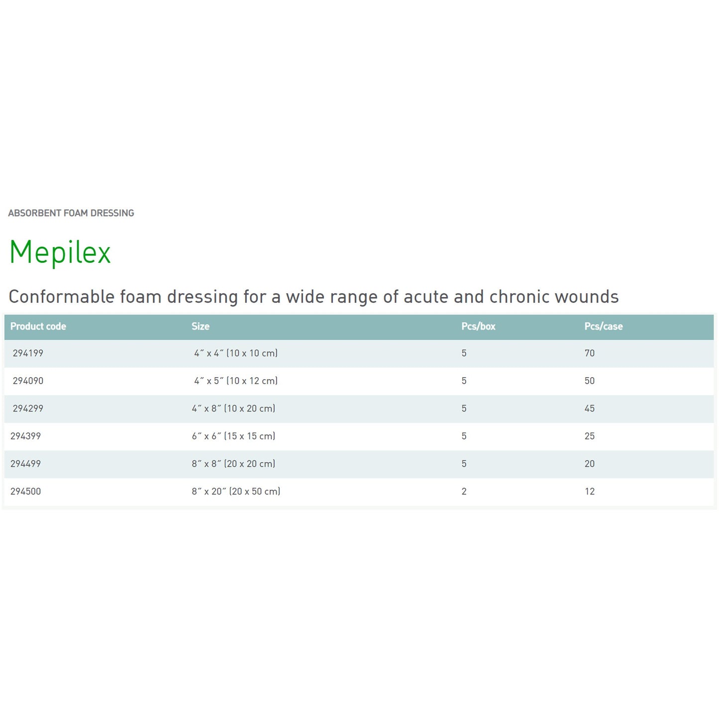 Mepilex® Silicone Adhesive without Border Silicone Foam Dressing, 4 x 4 Inch