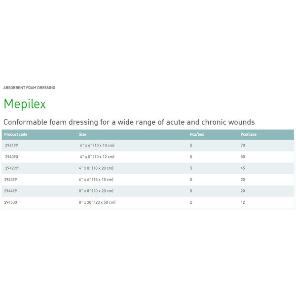 Mepilex® Silicone Adhesive without Border Silicone Foam Dressing, 4 x 4 Inch
