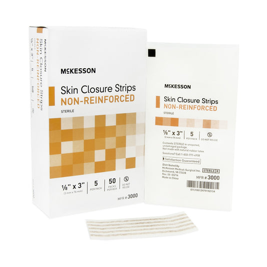McKesson Non-Reinforced Skin Closure Strip, 1/8 x 3 in.