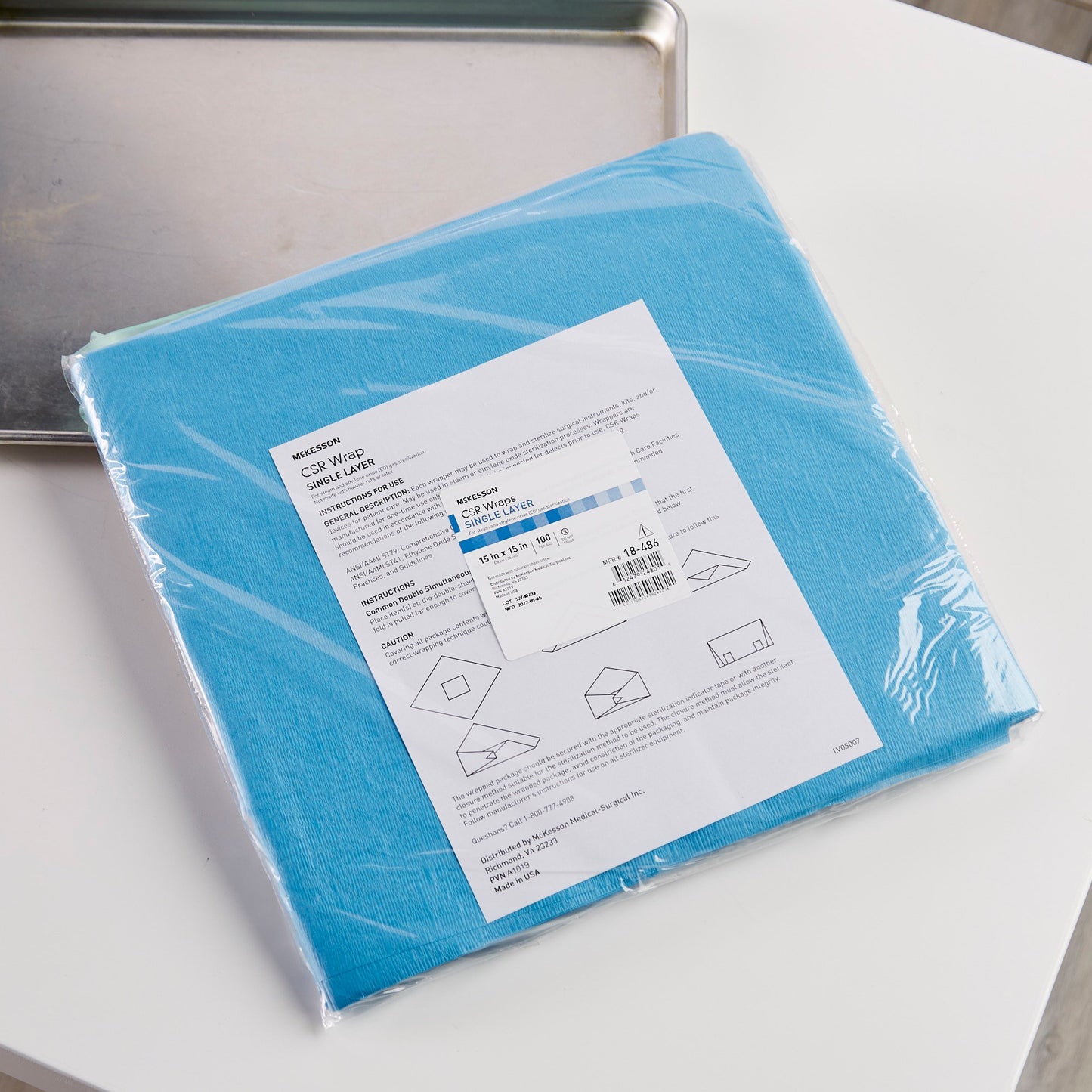 McKesson Single Layer Sterilization Wrap, 15 x 15 Inch