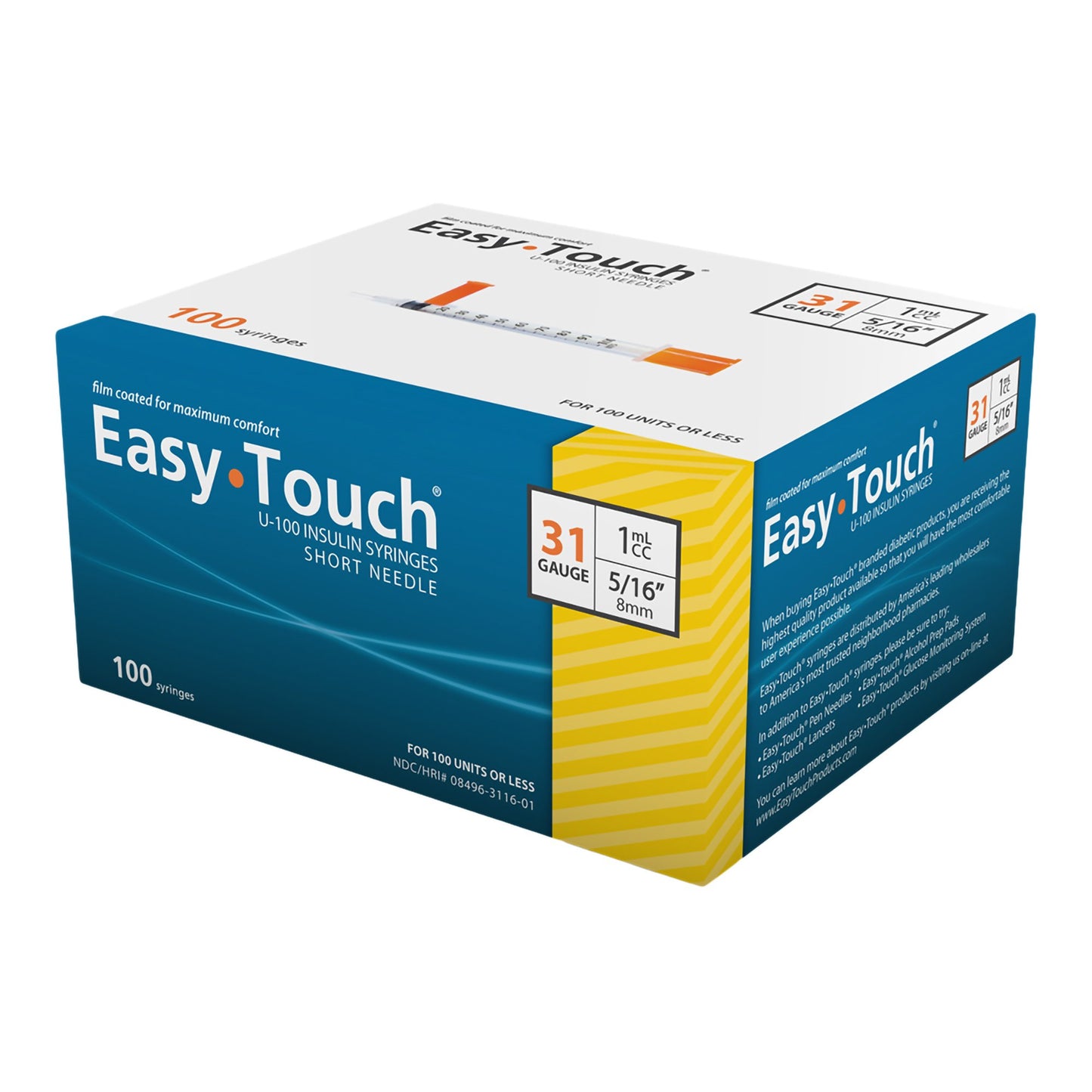 EASY TOUCH 1CC 31GX5/16" (100/BX 5BX/CS)