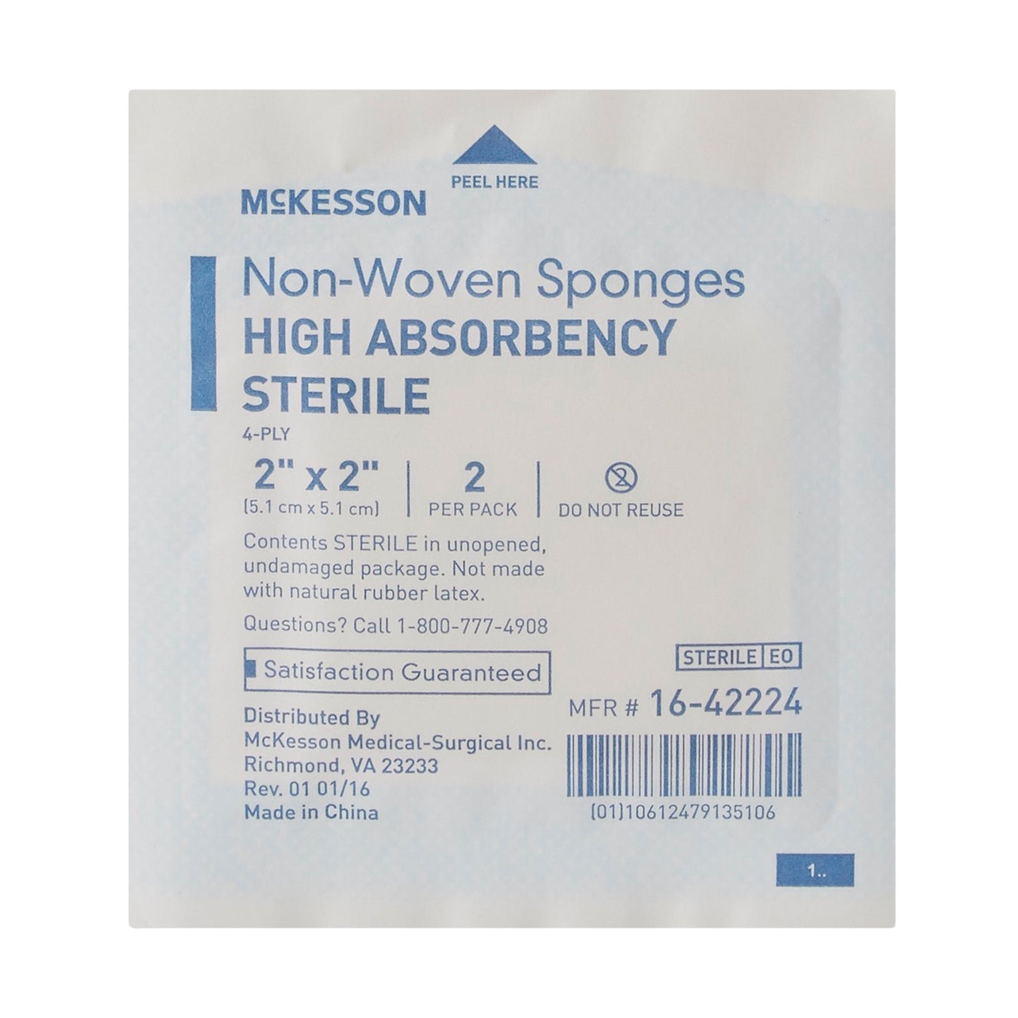 McKesson Sterile Nonwoven Sponge, 2 x 2 Inch, 4-Ply