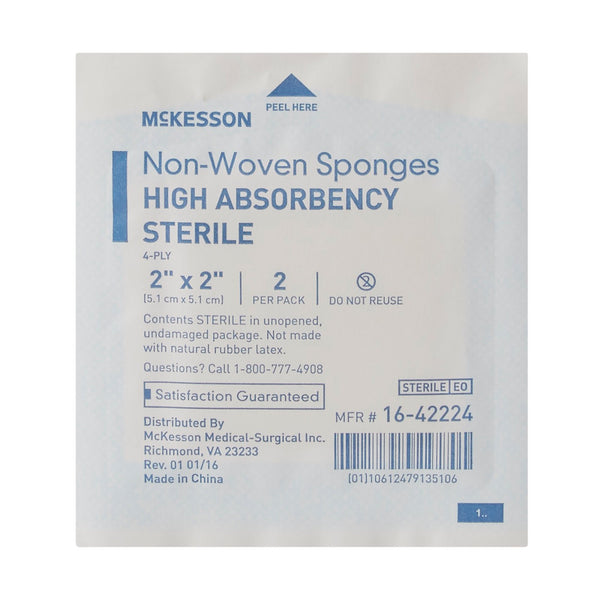 McKesson Sterile Nonwoven Sponge, 2 x 2 Inch, 4-Ply