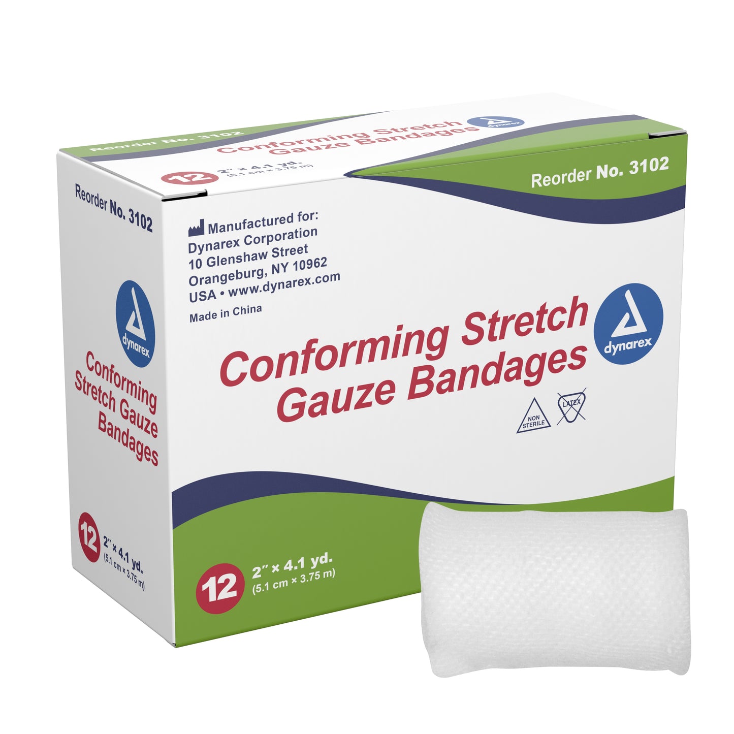 dynarex® Conforming Bandage, 2 Inch x 4-1/10 Yard