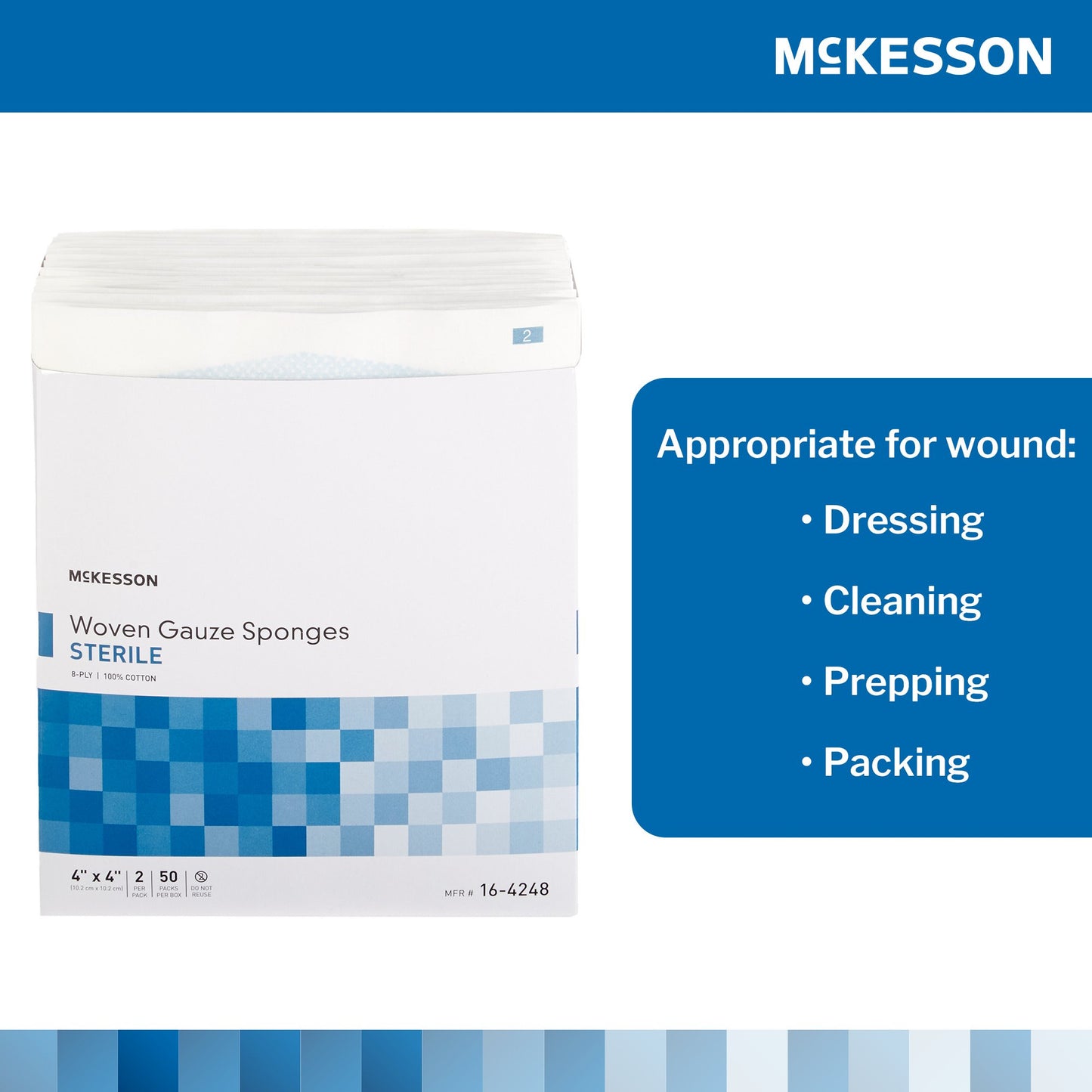 McKesson Sterile Gauze Sponge, 4 x 4 Inch, 8-Ply