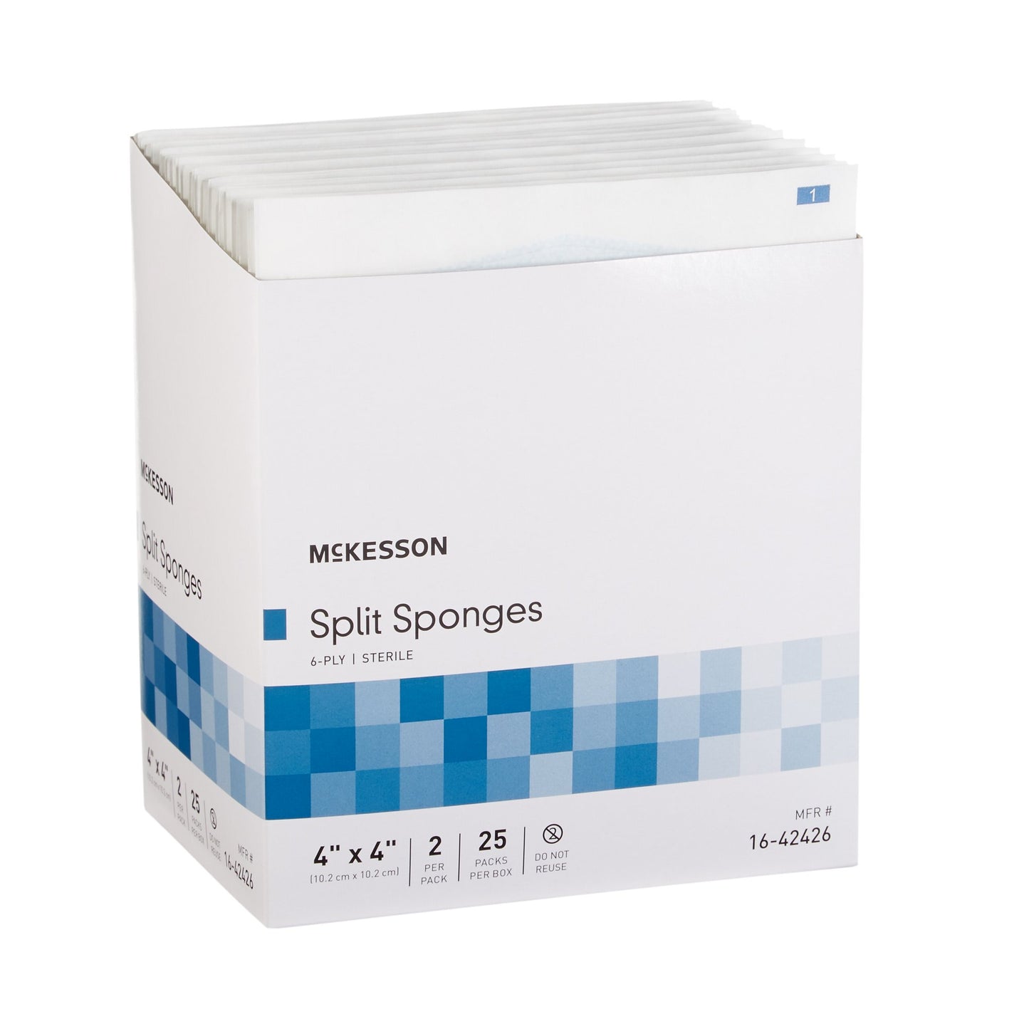 McKesson IV/Drain Split Dressing, 4 x 4 Inch, 6-Ply