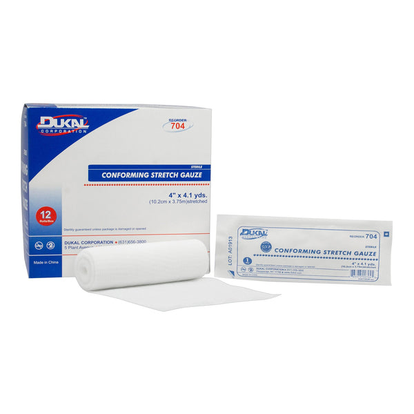 Dukal™ Sterile Conforming Bandage, 4 Inch x 4-1/10 Yard, 1-Ply
