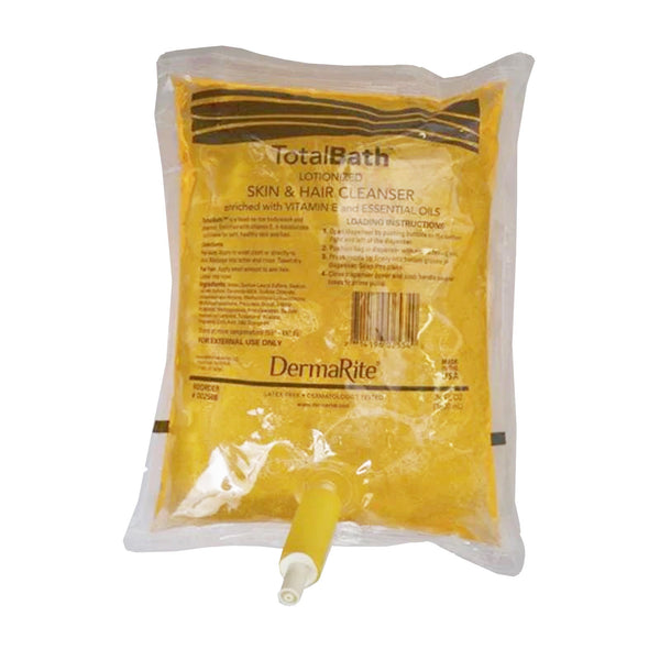 DermaRite TotalBath Skin & Hair Cleanser, 1,000 mL Dispenser Refill Bag, Scented
